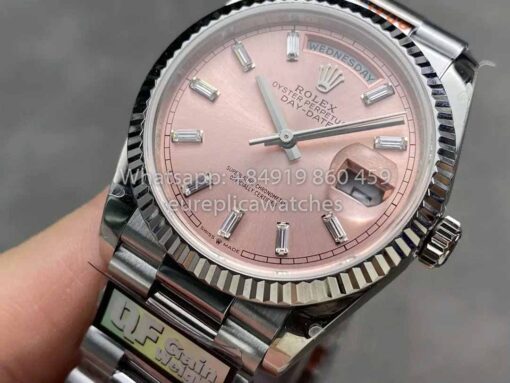 Rolex Day Date 128236 QF Factory 1:1 Best Clone Pink Diamond Dial - immagine 3