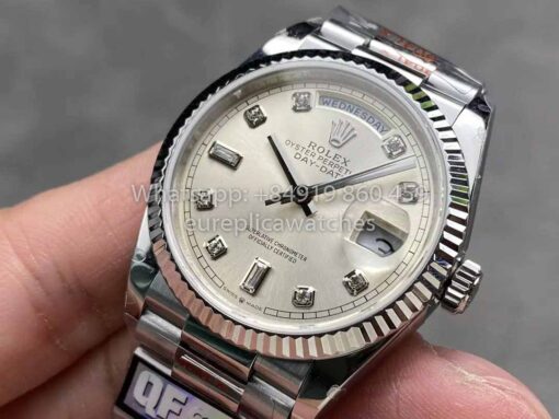 Rolex Day Date 128239 QF Factory 1:1 Best Clone Silver Diamond Dial - Image 3