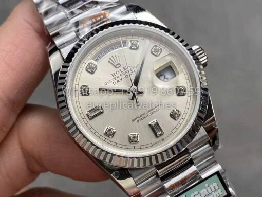 Rolex Day Date 128239 QF Factory 1:1 Best Clone Silver Diamond Dial - Image 2