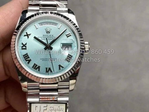 Rolex Day Date M128236 QF Factory 1:1 Best Clone Ice Blue Numeral Dial