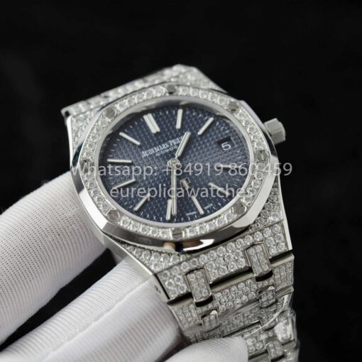 Audemars Piguet Royal Oak 15202ST.OO.1240ST.01 Custom Moissanite Diamonds 1:1 Best Clone - Image 10