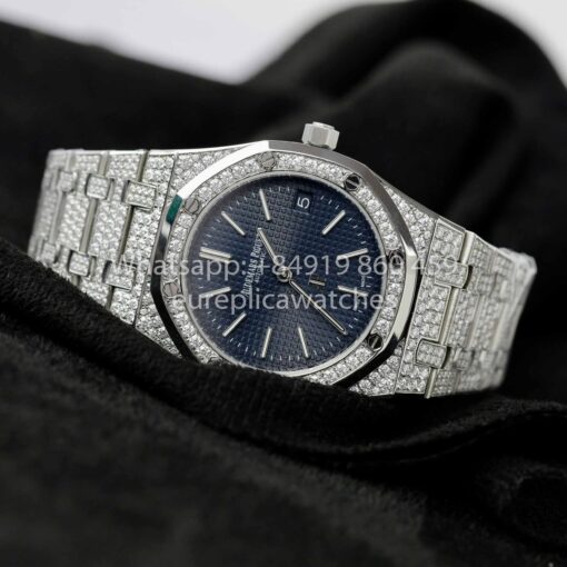 Audemars Piguet Royal Oak 15202ST.OO.1240ST.01 Custom Moissanite Diamonds 1:1 Best Clone - Image 11