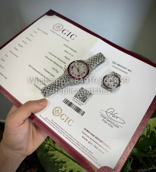 Rolex Datejust 41 - 126300 Iced Out Custom Moissanite and Ruby Saphire stone 1:1 Best Clone - Image 2