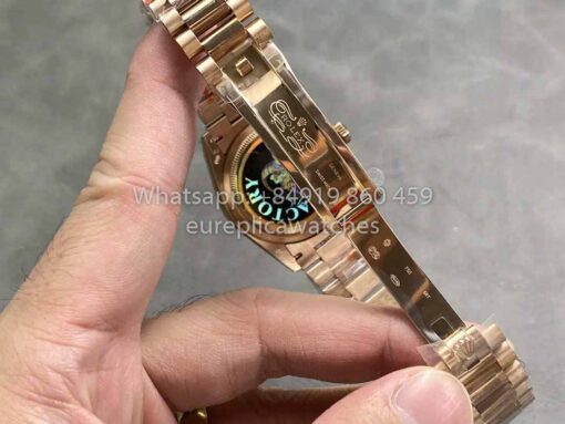 Rolex Day Date M128235-0075 Numeral Dial QF Factory 1:1 Best Clone Chocolate Dial Rose Gold - Image 8