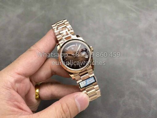 Rolex Day Date M128235-0075 Numeral Dial QF Factory 1:1 Best Clone Chocolate Dial Rose Gold - Image 4