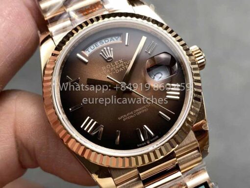 Rolex Day Date M128235-0075 Numeral Dial QF Factory 1:1 Best Clone Chocolate Dial Rose Gold - Image 3