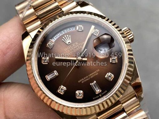 Rolex Day Date M128235-0037 ombre Dialmond Dial QF Factory 1:1 Best Clone Rose Gold 36